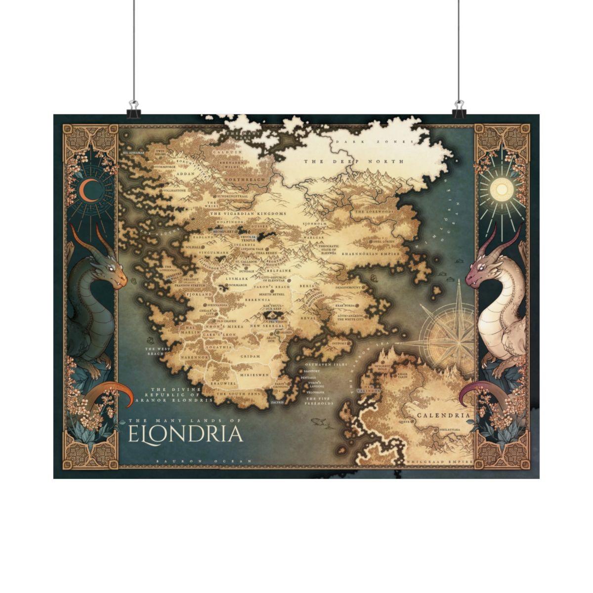 24x18" Large Matte Poster — "Map of Elondria" (2026) Illustrated by Cartographybird