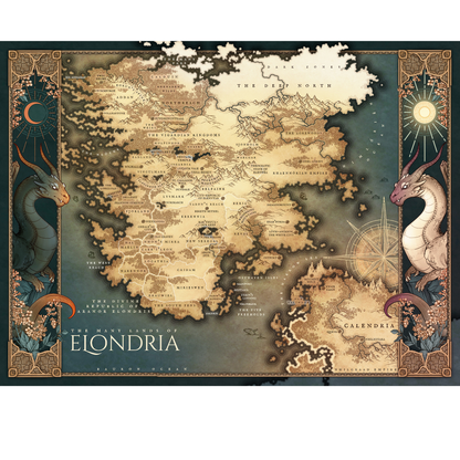 24x18" Large Matte Poster — "Map of Elondria" (2026) Illustrated by Cartographybird